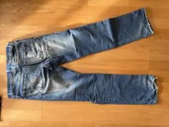 ダメージ加工 ダークブルーデニムパンツ - メルカリ