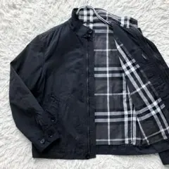 【シルクコットン メガチェック】バーバリーロンドン　スイングトップ　黒　ホース