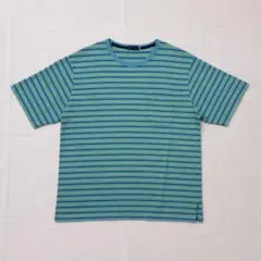 MACCHIO ボーダー Tシャツ 半袖 ライトブルー レトロ アメカジ Y2K