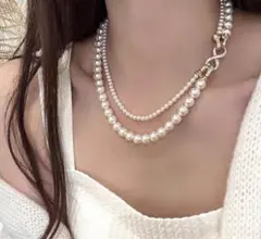 パール ２連 ネックレス 4way 8mm 冠婚葬祭 フォーマル 白 ホワイト