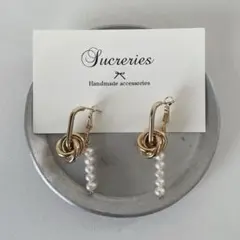 ハンドメイド　ピアス　淡水パール