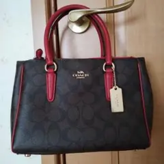 【美品】COACH ハンドバッグ ブラウン レッド