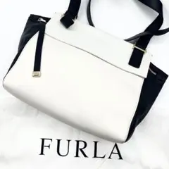 フルラ ドルチェビータ ショルダーバッグ レザー 白×黒 バイカラー 保存袋付きのサムネイル