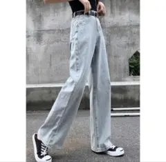 デニム ジーンズ　ストレート　レディース　XLサイズ　ライトブルー　新品