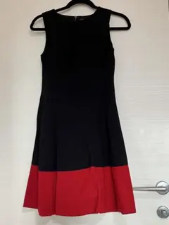 LAUREN RALPH LAUREN ノースリーブワンピース ブラック レッド