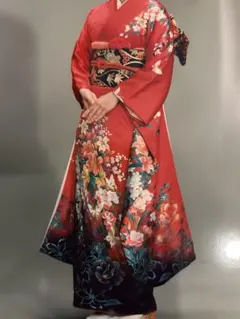 振袖 成人式 呉服店仕立て 花柄 金彩 赤 長襦袢付き 身丈160cmのサムネイル