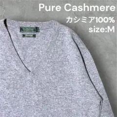 【人気】Pure Cashmere カシミヤ100% Vネック ニットセーターのサムネイル