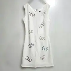Radyレディー　キティコラボリボンモチーフ ビジュー ホワイト ワンピースXS