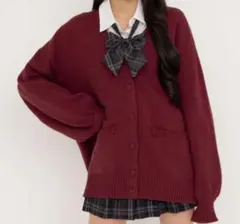 WEGO スクールカーディガン レッドワイン フリーサイズ
