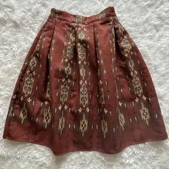 アナップ エスニック柄 フレアスカート（F）秋カラー ポリエステル 裏地付き