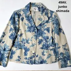 49AV. ジュンコシマダ リネン100% 花柄ジャケット ブルー 42のサムネイル