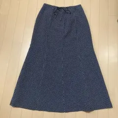 INGEBORG ドット柄 ロングスカート ネイビー　Mのサムネイル