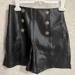 ZARA ブラックレザー風ショートパンツ XS