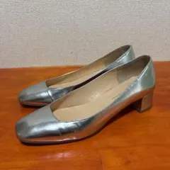 FABIO RUSCONI パンプス シルバー チャンキーヒール 23.5cm