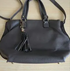 自*読様 ダークブラウン フリンジ付きショルダーバッグ