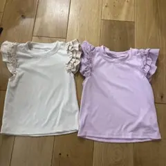 SHEINフリル付きリブTシャツ2枚セット