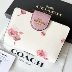 【新品】COACH 二つ折り財布 ミディアム コーナー ジップ 花柄 フローラル