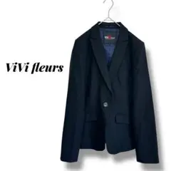 【ヴィヴィフルール】テーラードジャケット　ストライプ　ウール　ブラック　通勤　9