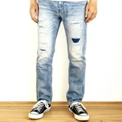 Jeans Factory ダメージ加工 スキニーデニム 30 ライトブルーのサムネイル
