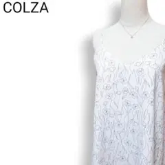 コルザ バックリボン フラワー柄 シアー ロングキャミソールワンピース 白