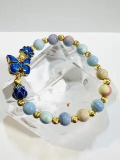 【七宝焼、アラシャン】ハンドメイド ブレスレット 蝶と蓮のデザイン2