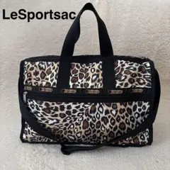 レスポートサック リバーシブルトートバッグ 黒✕レオパード フラク