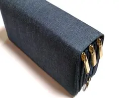 お財布ポシェット　デニム　トリプルファスナー　大容量　財布　ショルダーバッグ