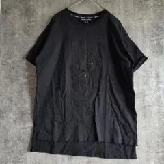【ダナキャランニューヨークジーンズ】ビッグロゴ スパンコール Tシャツ　S　黒のサムネイル