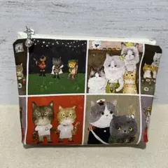 ミニミニポーチ 半月ポーチ 猫魚姫 ファスナーポーチ ハンドメイド