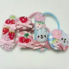 うさぎといちごヘアゴムヘアピンセット