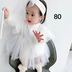 セール【新品】ベビードレス 80 ヘアバンド セット ロンパース 韓国