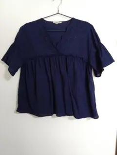 Samansa Mos2 刺繍プルオーバー ネイビー Fサイズのサムネイル
