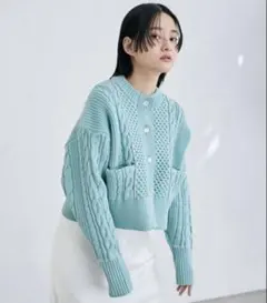 ADAM ET ROPE 半袖 ニットカーディガン ブルー F タグ付き ADAM ET ROPE 半袖 ニットカーディガン ブルー F タグ付き - メルカリ