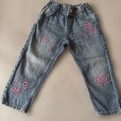 Hello Kitty 刺繍デニムロングパンツ 100cm