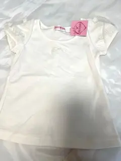 新品　メゾピアノ　フラワー刺繍付きホワイトTシャツ　110cm