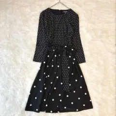 LAUREN Ralph Lauren ドット柄 フレアワンピース リボン付き