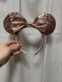 ミニーマウス耳カチューシャ ローズゴールド