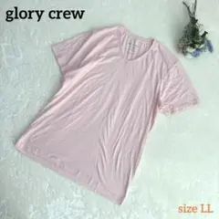 【glory crew 】Tシャツ　半袖　Vネック　ピンク　LLサイズ