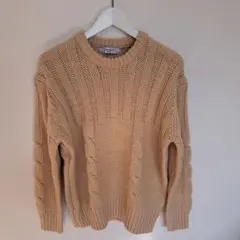 INHERIT DAYLINE ベージュ ケーブル編みニット　(メンズ)