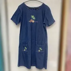 C.B. Casual デニムワンピース 半袖 刺繍