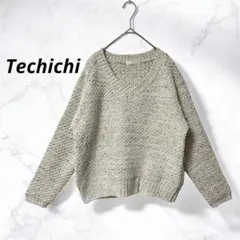 【テチチ】Vネックニットセーター ホワイト系 長袖(F)