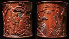 竹林七贤 茶道具 極細工 竹彫 古美術 骨董品 中国古美術 旧家収蔵