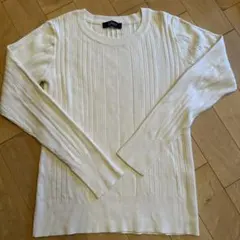 ナノユニバース　ホワイト　長袖　リブニット