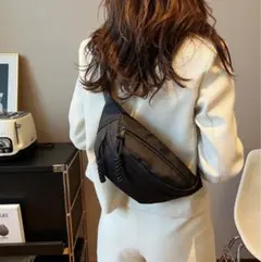 ボディバッグ ウエストポーチ ショルダーバッグ 男女兼用 黒 ブラック
