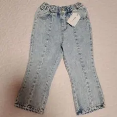 サックスカラー 100%綿 ロングパンツ 100cm