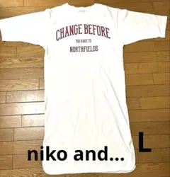 niko and... Tシャツワンピース サイズ4白Lロゴ ロング丈 半袖