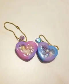 2個セット♡ハートシェイカーキーホルダー(ピンク×紫＆紫×水色)のサムネイル