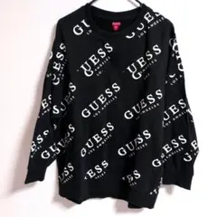 【人気総柄】GUESS ゲス スウェット トレーナー ブラック Sサイズ