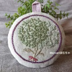 ハンドメイド 刺繍 壁飾り 壁掛け オーナメント マスコット アナベル 紫陽花
