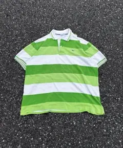90s LACOSTE ラコステ ボーダーポロシャツ 鹿の子